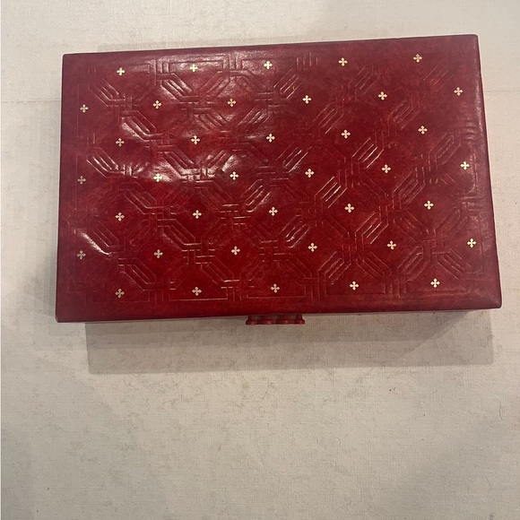 Vintage MCM Embossed red leather Jewelry Box. Gorgeous!